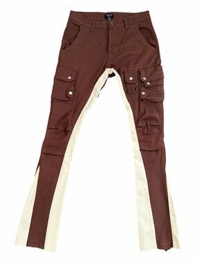 MAN OFFICIAL TWO-TONE SKINNY FLARE CARGO PANTS